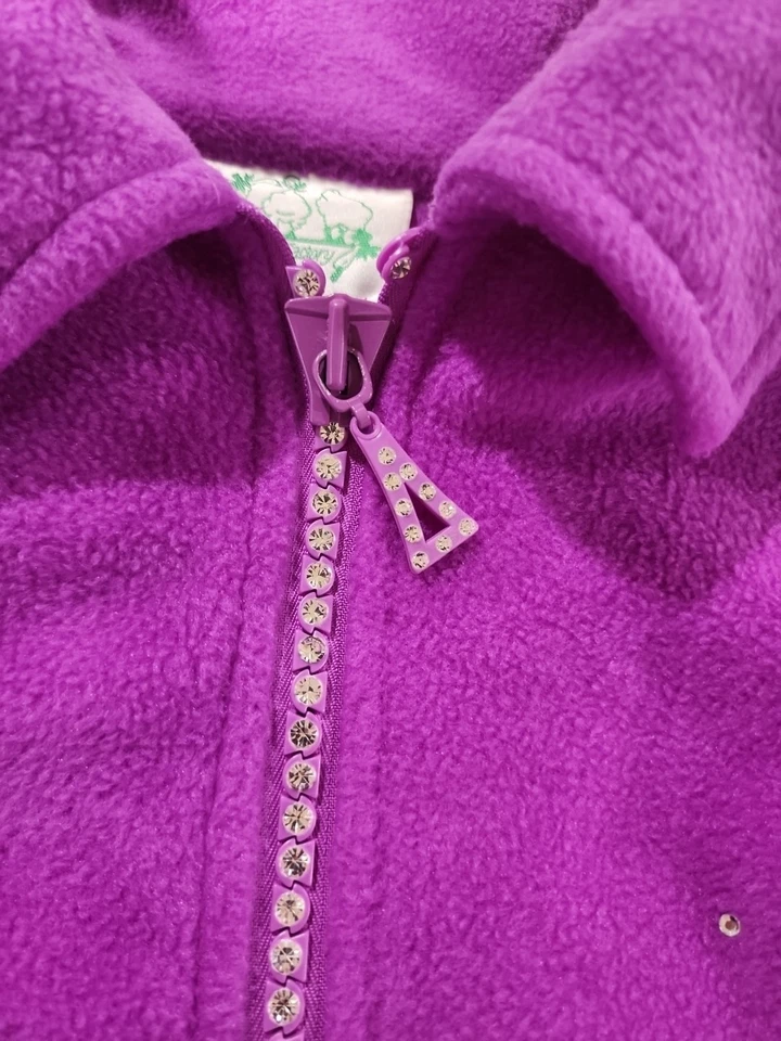 Quacker Factory Womens Plus 1X Pink/Purple Fleece Zip Up Jacket w Rhinestones - Image 4 of 4