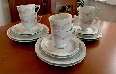 Hutschenreuther Viktoria Verbena Kaffeegedecke 6 Pers. 3 tlg Rose Gold neuwertig