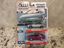 AUTO WORLD DELUXE SERIES PONY POWER 1995 FORD PROBE GT 1985 FORD MUSTANG SVO