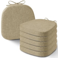 Set of 6 Chair Cushions for Metal Dining Chairs 14x14 Chair Pads with Ties No...
