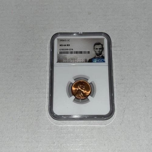 1954 S Lincoln Cent NGC Graded MS 66 RD Special Label