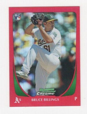 2011 BOWMAN CHROME BASEBALL RED REFRACTOR 3/5 RC BRUCE BILLINGS ATHLETICS #6