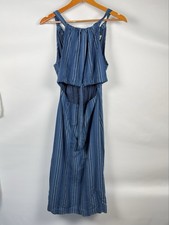 Madewell Gallerist Ponte Dress Size 4 Blue Black Stripe Short Sleeve Zip