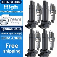 Set of 4 Ignition Coil Pack and Spark Plug For Hyundai Kia Elantra Tucson Forte