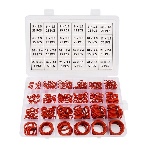 O-Ringe Sortiment 420 StüCk 24 GrößEn Rot Silikon Dichtungsringe FüR SanitäR-image