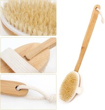 Bath Body Brush Shower,Dry Skin Brushing with 100 Natural Boar Bristles 16