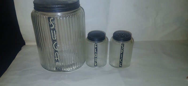 Clear Ribbed Glass Storage Jars