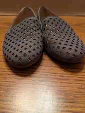 Franco Sarto Leather Laser Cutout Loafers Flats Women's Size 6.5 Gray