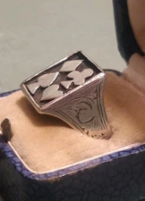 VINTAGE SOLID STERLING SILVER GAMBLER  CARD SUITS RING LUCKY POKER PLAYER RING