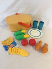 Vintage Fisher Price Fun with Food Picnic Basket with Food