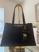 KARL LAGERFELD Louise Tote Black/Silver NWT 248.00