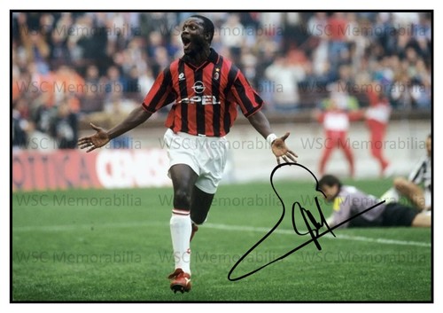 12628. George Weah Signed Pictures (A4 Prints) AC Milan Chelsea Man City etc.