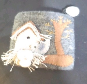 Handmade Wool Felt coin purse Nesting Bird in tree 5" zippered Nepal