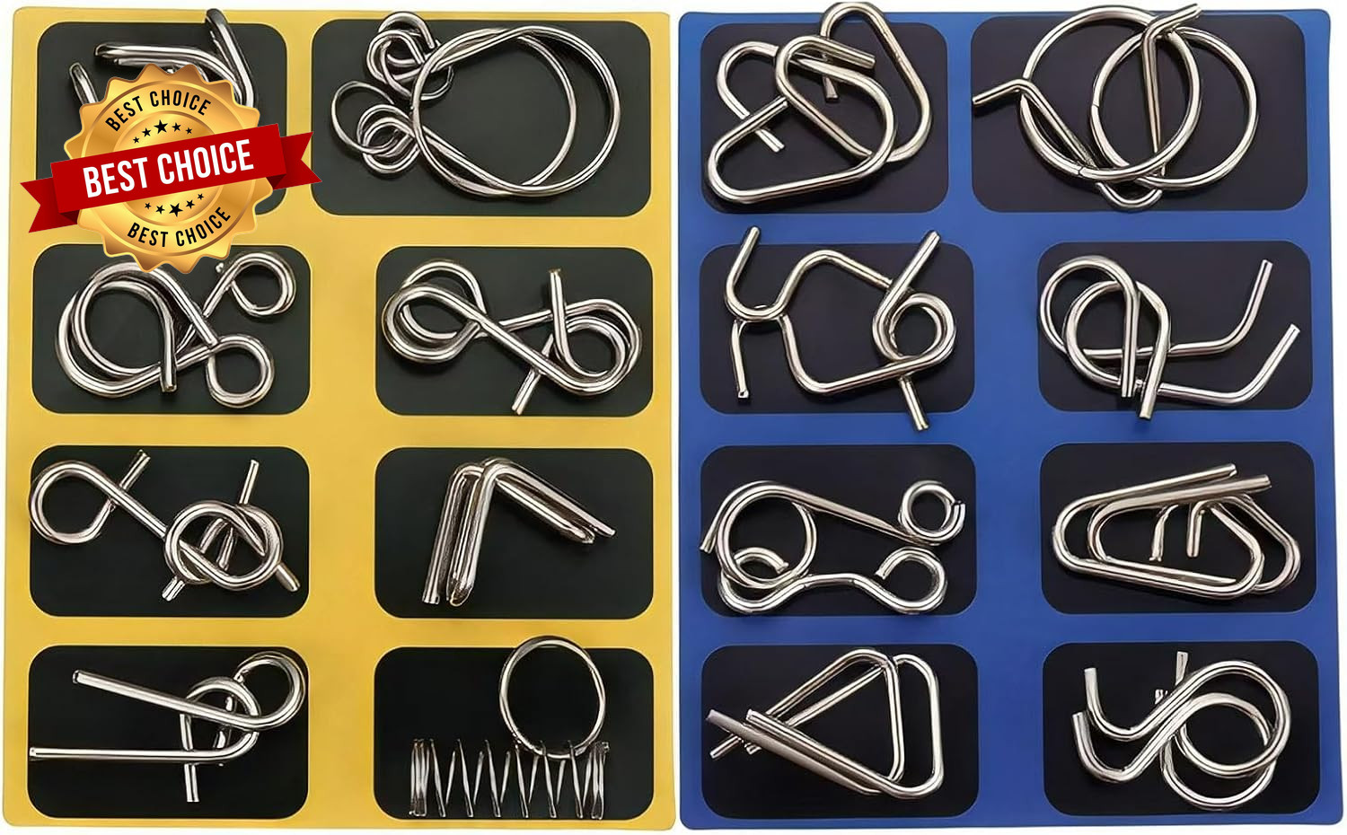 Metal Brain Teaser Puzzles, Set of 32 with Pouch, Steel IQ Games Physics Mind Me