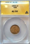 1909 VDB   ANACS AU-55   Brown   Lincoln Cent   #435.  Free Shipping