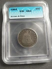 1853 25c Arrows and Rays Liberty Seated Quarter US Coin ICG  AG3. 90% Silver.