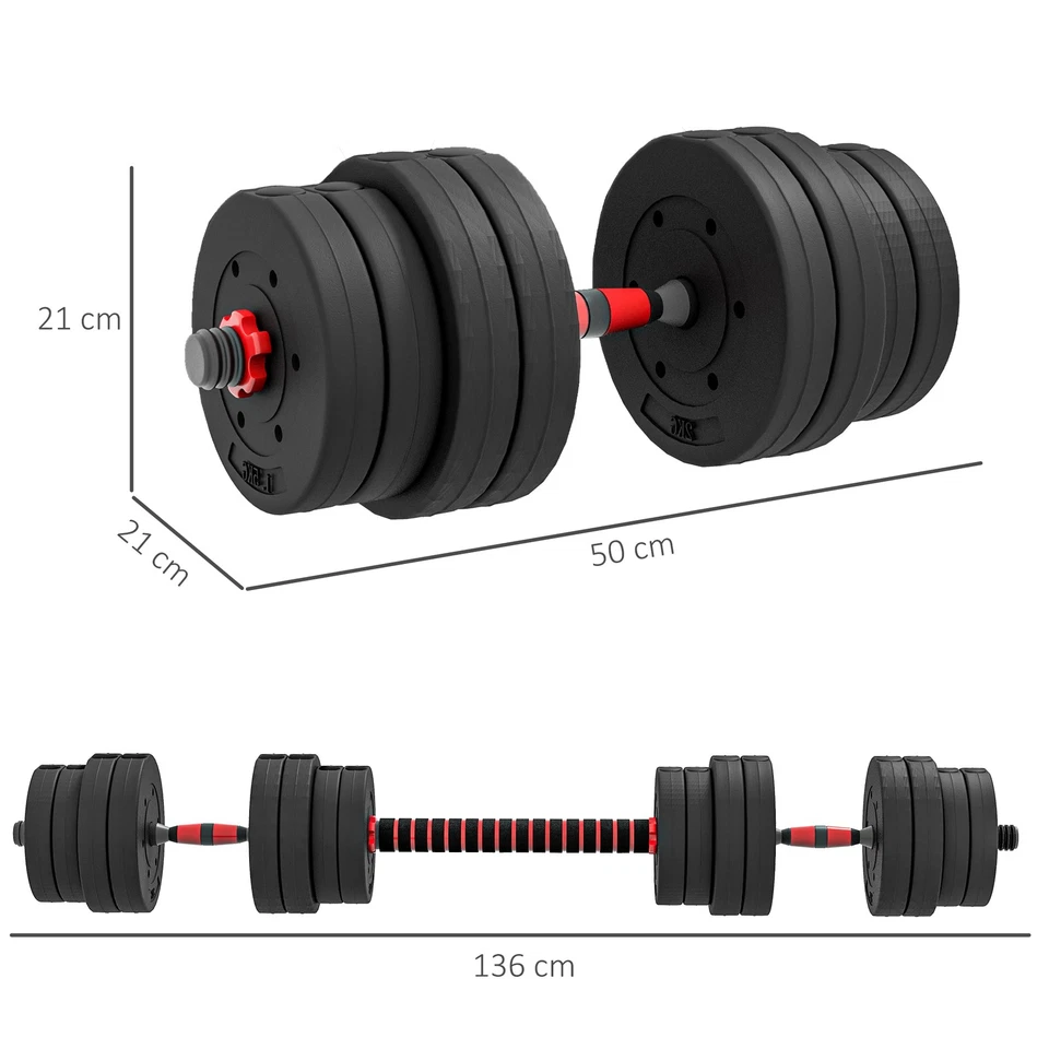 30kg Adjustable 2 IN 1 Barbell Dumbbells Weight Set for Body Fitness Lifting, photo 2 of 5