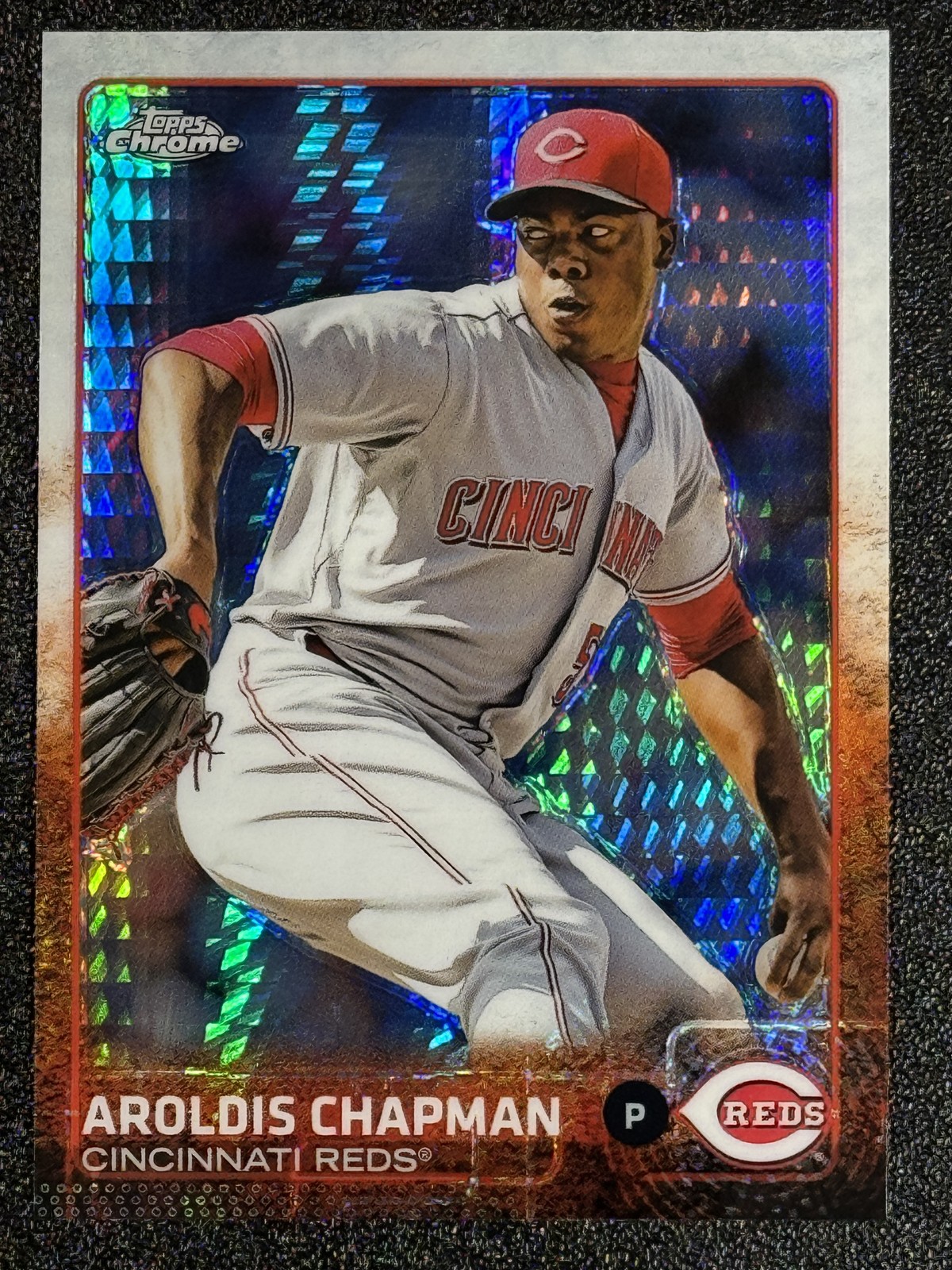 2015 Topps Chrome #84 Aroldis Chapman Prism Refractor Cincinnati Reds