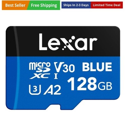 128GB Blue Micro SD Card Up to 160MB/s, microSDXC UHS-I Memory Card with SD A...