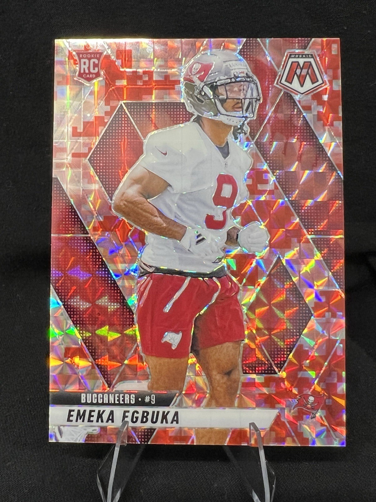 2025 Panini Mosaic Emeka Egbuka #376 Red Mosaic Prizm Rookie Buccaneers NFL