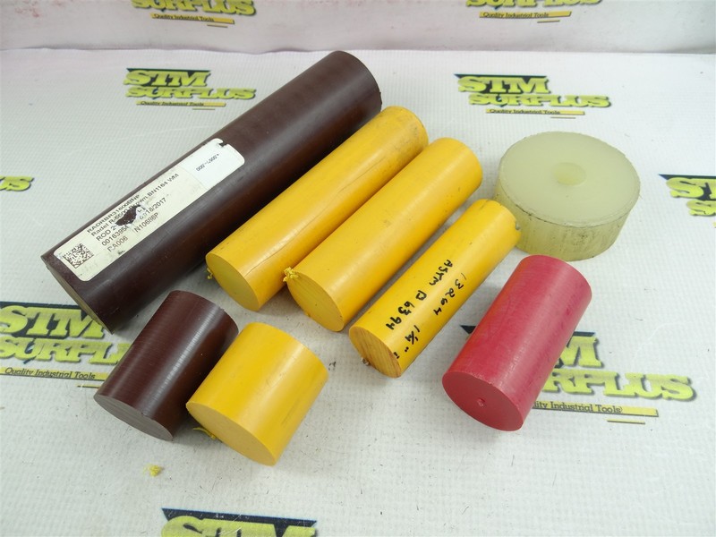 8 PIECES OF ASSORTED MACHINABLE PLASTIC ROUND STOCK RADEL ACETAL
