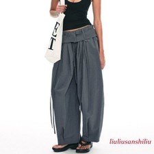 Pantalones rectos informales estilo coreano para mujer holgados de pierna ancha primavera verano