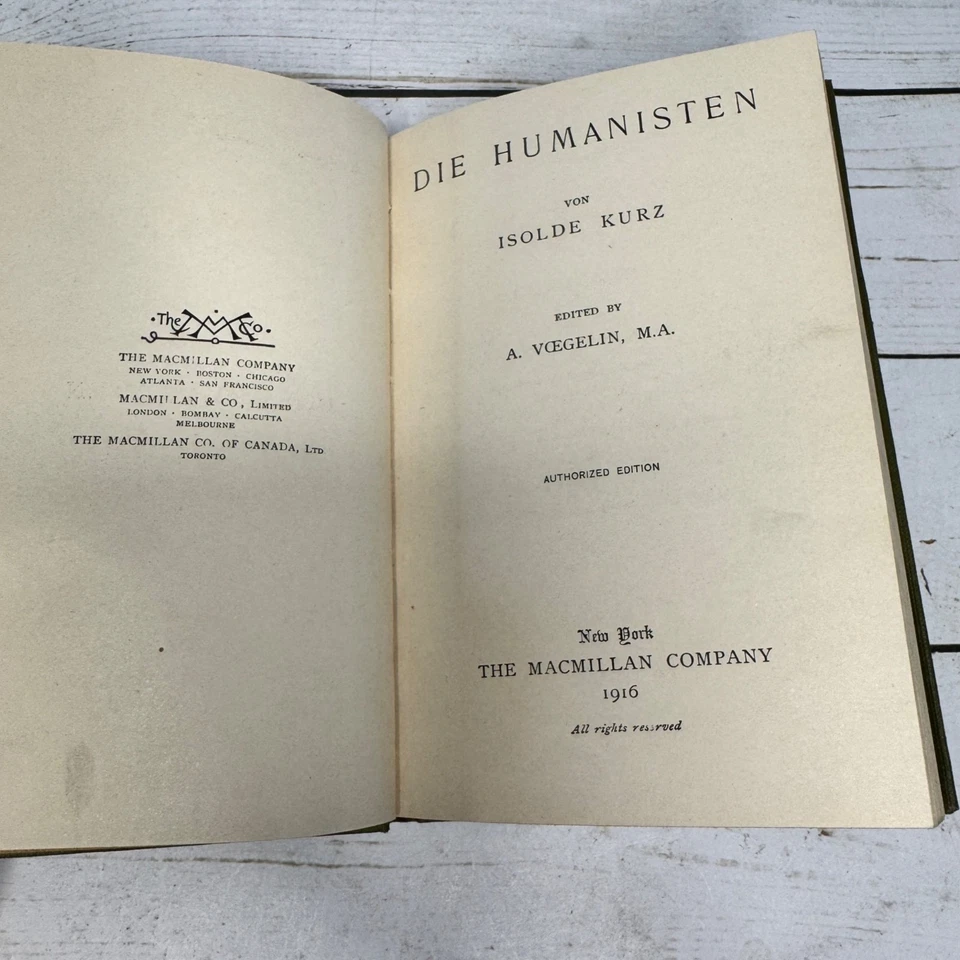 Die Humanisten Isolde Kurz 1916 Siepmann’s German Texts HC Macmillan Vintage - Image 4 of 4