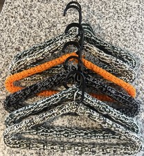 Yarn Covered Plastic Hangers Crochet, Knitted Handmade Lot of 6 Assorted Colors