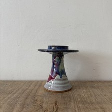 Vintage Rustic Style Canterbury Pottery Large Candle Holder Drip Glazed Decor