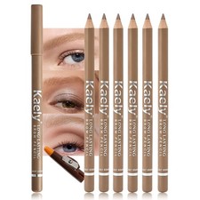 6Pcs Brow Pencil Set with Sharpener Wooden 1 Count Pack of 7 , Light Brown