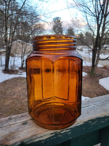 Antique Ground Top Orange Amber Coffee Jar - Picture 2 of 13