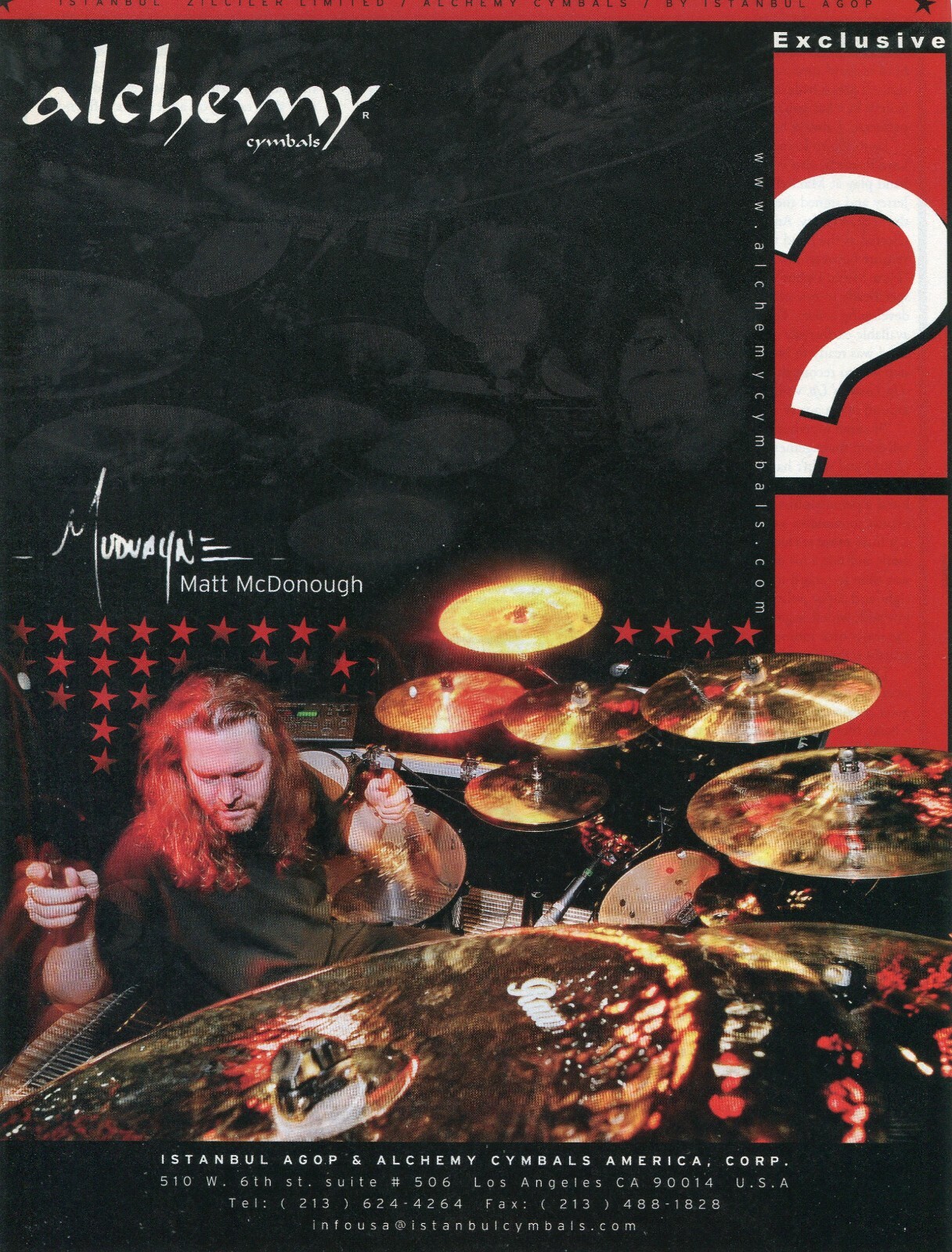 2005 Print Ad of Istanbul Agop Alchemy Drum Cymbals w Matt McDonough of
