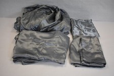 Queen FItted Bed Sheet Set w Flat Sheet 2 Pillowcases Polyester Gray