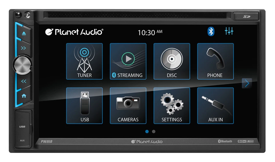 Planet Audio P9695BRC 2-Din 6.95" Car Monitor DVD Receiver w/Bluetooth+Camera - Image 2 of 4