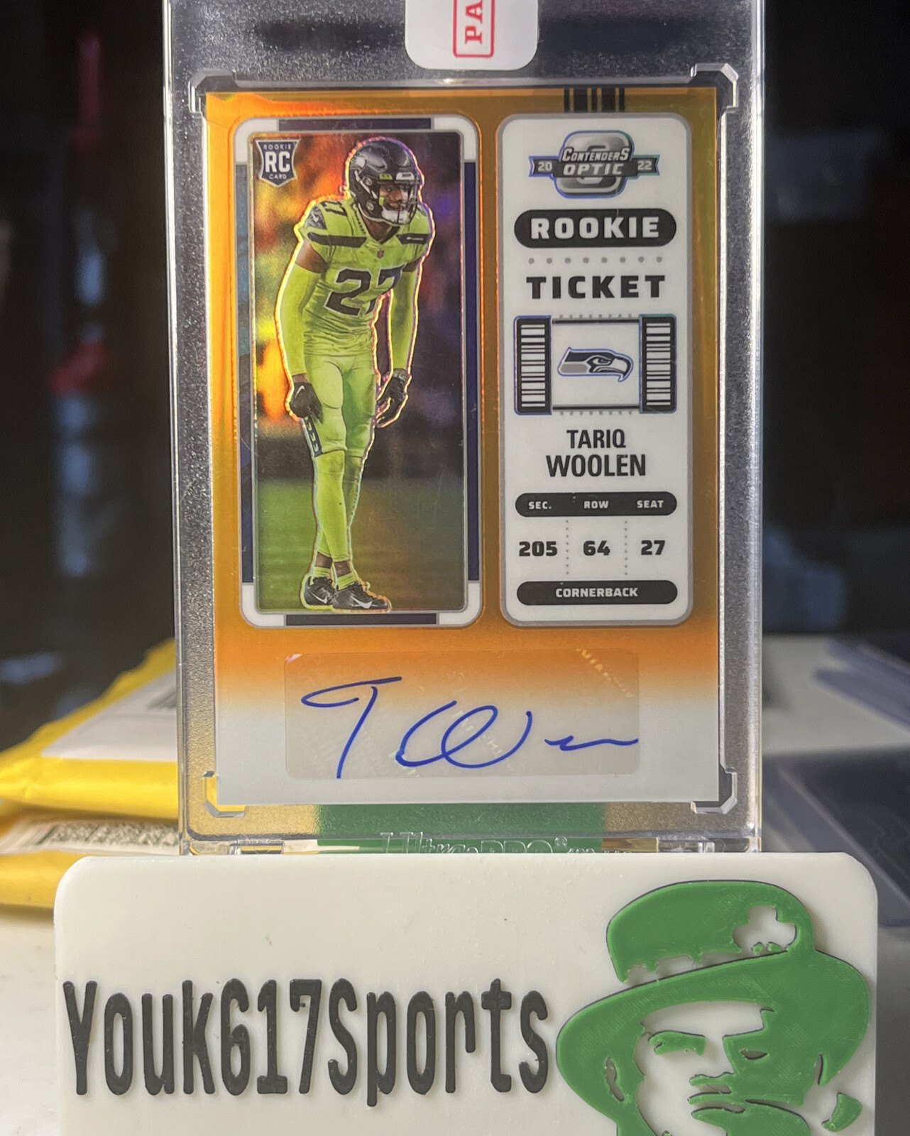 2022 Tariq Woolen #’d 21/50 Rookie Contenders Optic RC Rookie Auto Orange #197