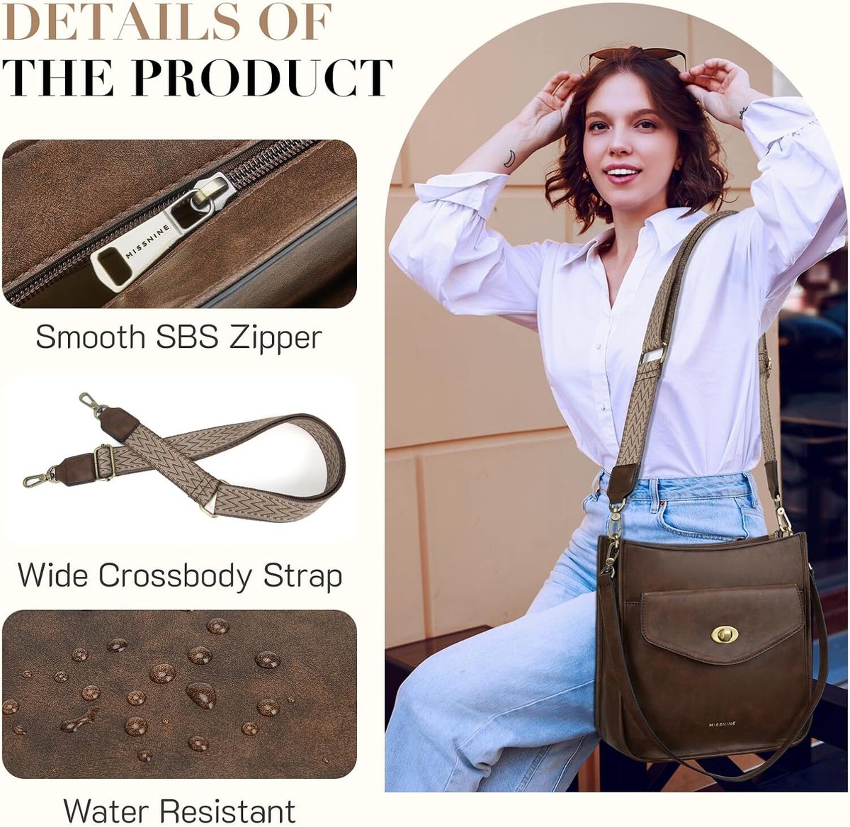 Missnine Crossbody Bags for Women Trendy Vegan Leather Missnine Crossbody Bags for Women Trendy Vegan Leather