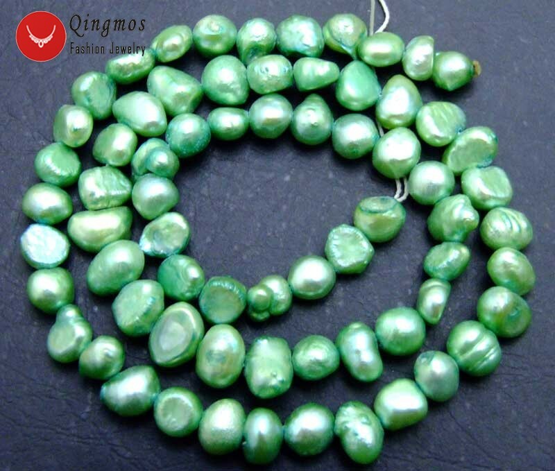 5-6mm BAROQUE Natural Freshwater Green Pearl for Jewelry Making DIY Strands 14"