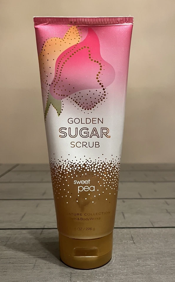 2x Signature Bath & Body Works Retired Sweet Pea Golden Sugar Scrub 8oz New - Image 2 of 4