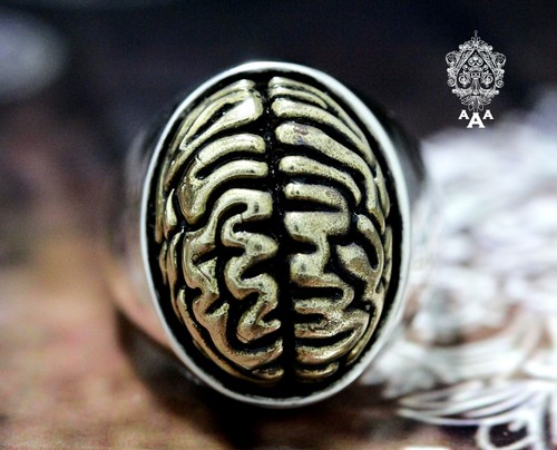 Brain Ring Fashion Human Anatomy Brain Ring 925 Silver Ring Silver Brain Ring - Picture 4 of 10