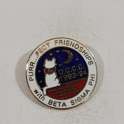 Beta Sigma Phi Sorority OCCC 1994 Cat Metal Lapel pinback Hat Pin