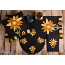 Sunflower Power Pillow Black by Raghu