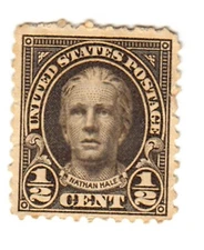 Scott Stamp # 551 (1/2 c), NATHAN HALE,  Single, No Glue