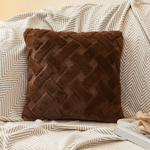 Super soft fluffy plush geometric embroidery cushion cover 18x18 inches - Picture 30 of 34