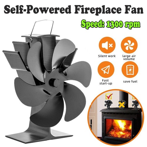 6 Blades Fireplace Fan Stove Fan Heat Cocoon Self-Powered Wood Burner ...