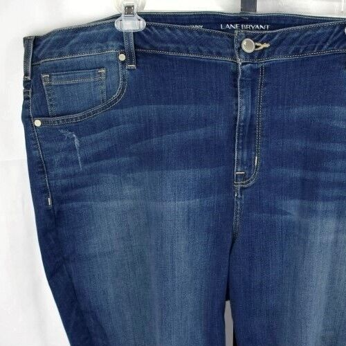 Lane Bryant Skinny Jeans Übergröße 28 Mid Rise Mild Distressed Bündchen Detail Neu mit Etikett - Bild 3 von 5