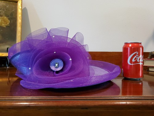 Vintage Designed by Sylvia New York St Louis Purple Straw Hat Large Bow NOS 21" - Picture 7 of 12