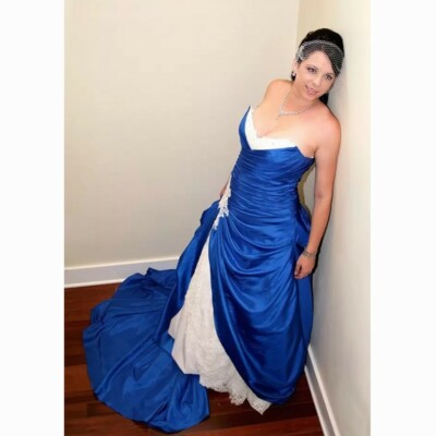 Royal Blue And White Wedding Dresses Appliques Plus Size Gothic Bridal Gowns | eBay Royal Blue And White Wedding Dresses Appliques Plus Size Gothic Bridal Gowns | eBay