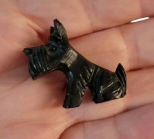 Vintage 40s Miniature Japan Plastic Scottie Terrior Dog Figurine Set Of 2 Black