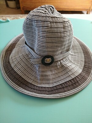 BETMAR Vintage Beach hat black/white wide brim floppy beach  display picture 2