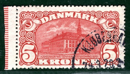 DENMARK High Value Scott.82 5kr Red (1912) Superb Used CDS Cat $175+ LGREEN8 - 第 1/6 張圖片